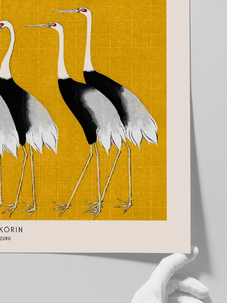 Ogata Korin Gray Cranes - Art Print Poster