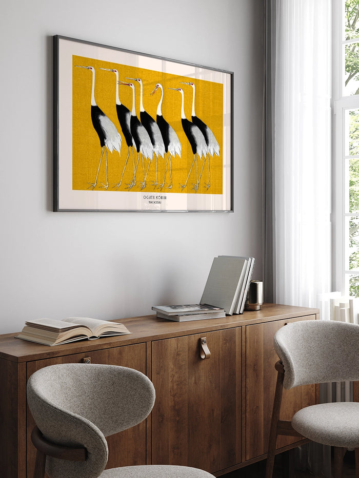 Ogata Korin Gray Cranes - Art Print Poster