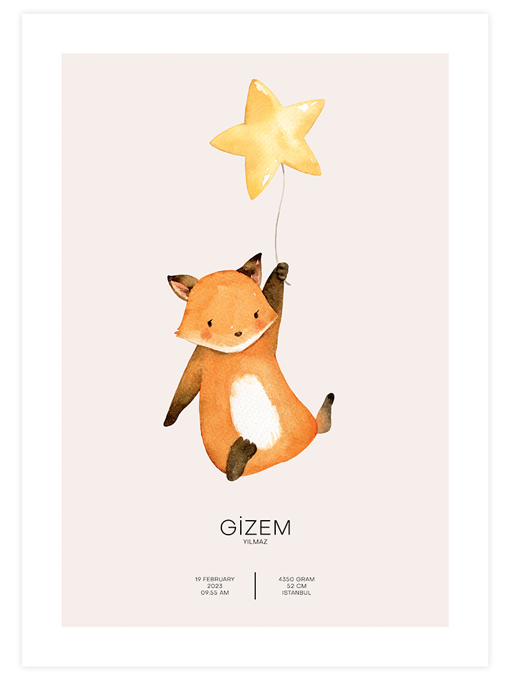 Tilkicik Kişiye Özel - Art Print Çocuk Odası Poster