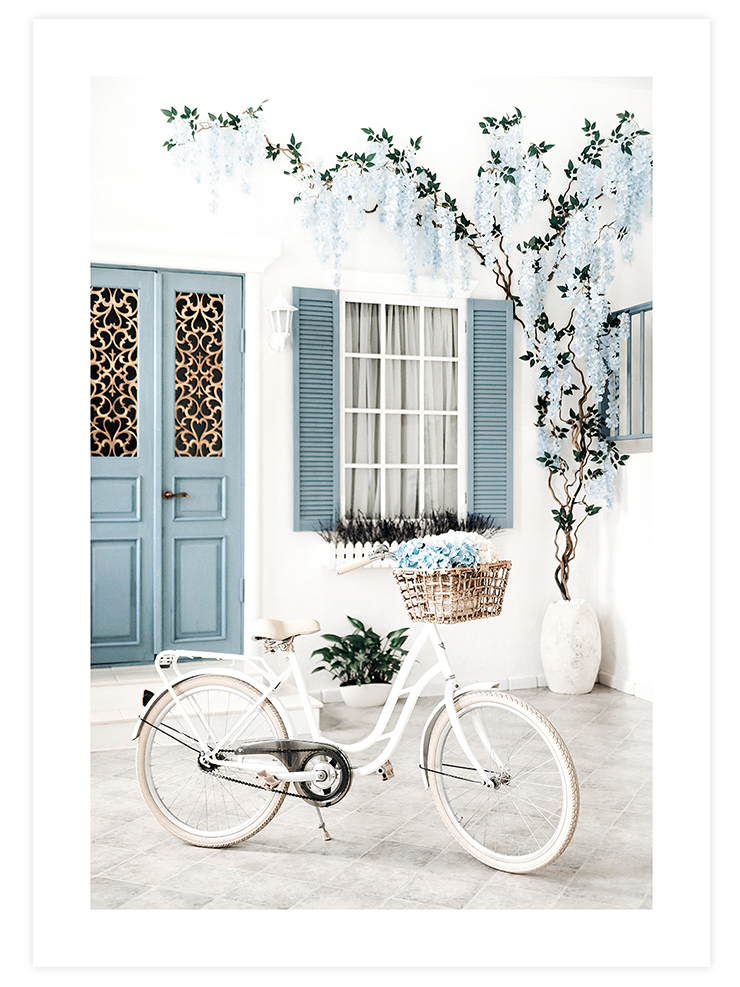 Beyaz Bisiklet - Art Print Fotoğraflar Poster