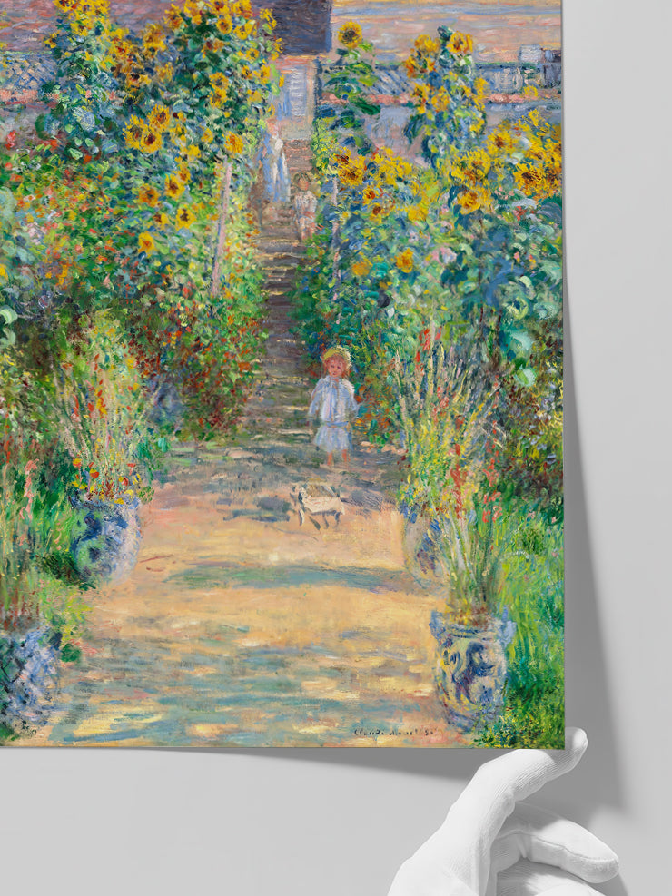 Monet The Artist's Garden at Vétheuil - Art Print Poster