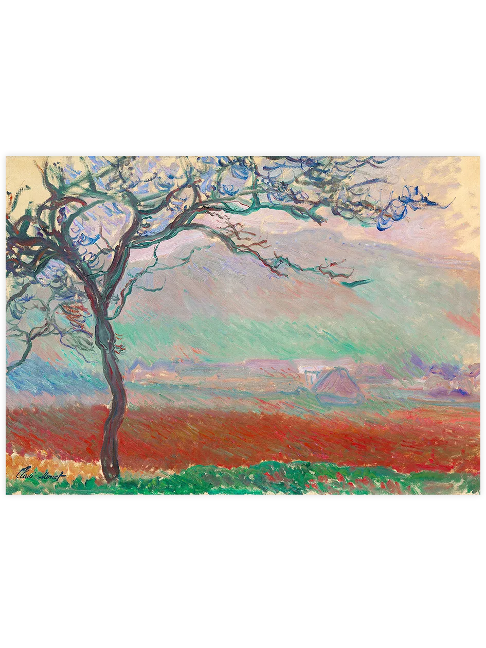 Giverny kırsalında ağaç ve yumuşak tonlar.