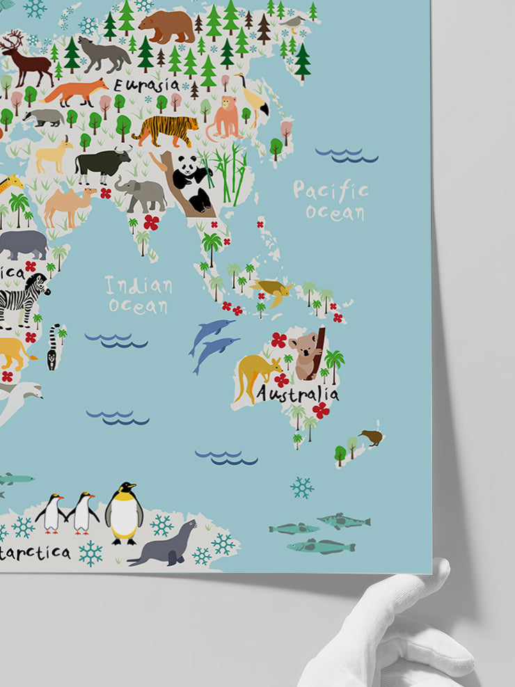 Renkli Dünya Haritası - Art Print Poster