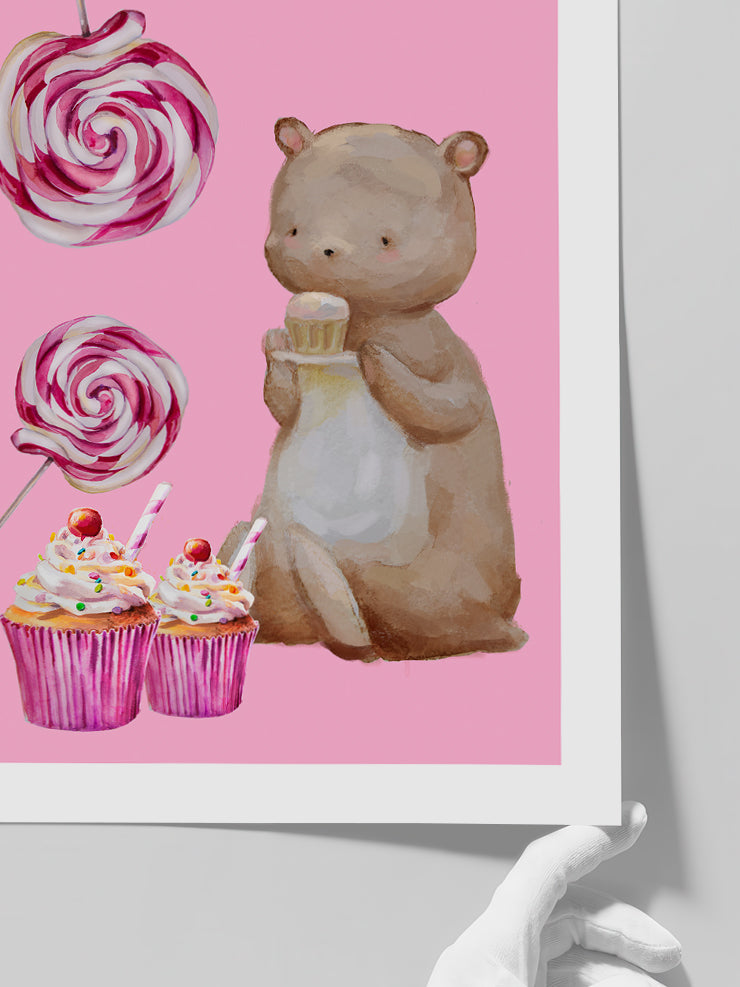 Cupcake & Lollipop - Art Print Poster