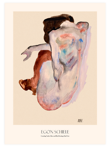 Egon Schiele Crouching Nude Back View - Art Print Egon Schiele Crouching Nude Back View - Art Print
