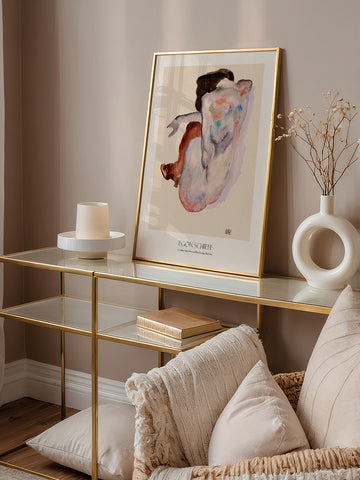 Egon Schiele Crouching Nude Back View - Art Print Egon Schiele Crouching Nude Back View - Art Print