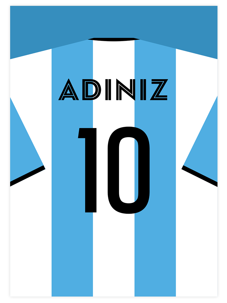 Futbol Forması Çizgili Kişiye Özel - Art Print Poster