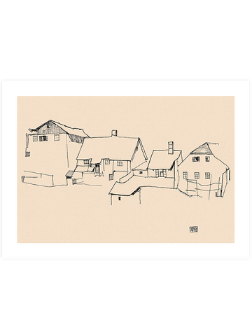 Egon Schiele Houses in Krumau Sketch - Art Print Egon Schiele Houses in Krumau Sketch - Art Print