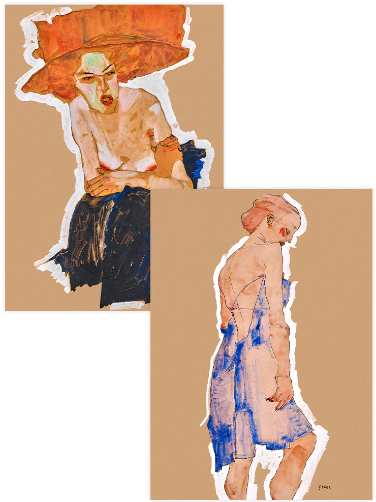 Egon Schiele Kadın Portreleri - Poster Seti Duo Ünlü Ressamlar Poster