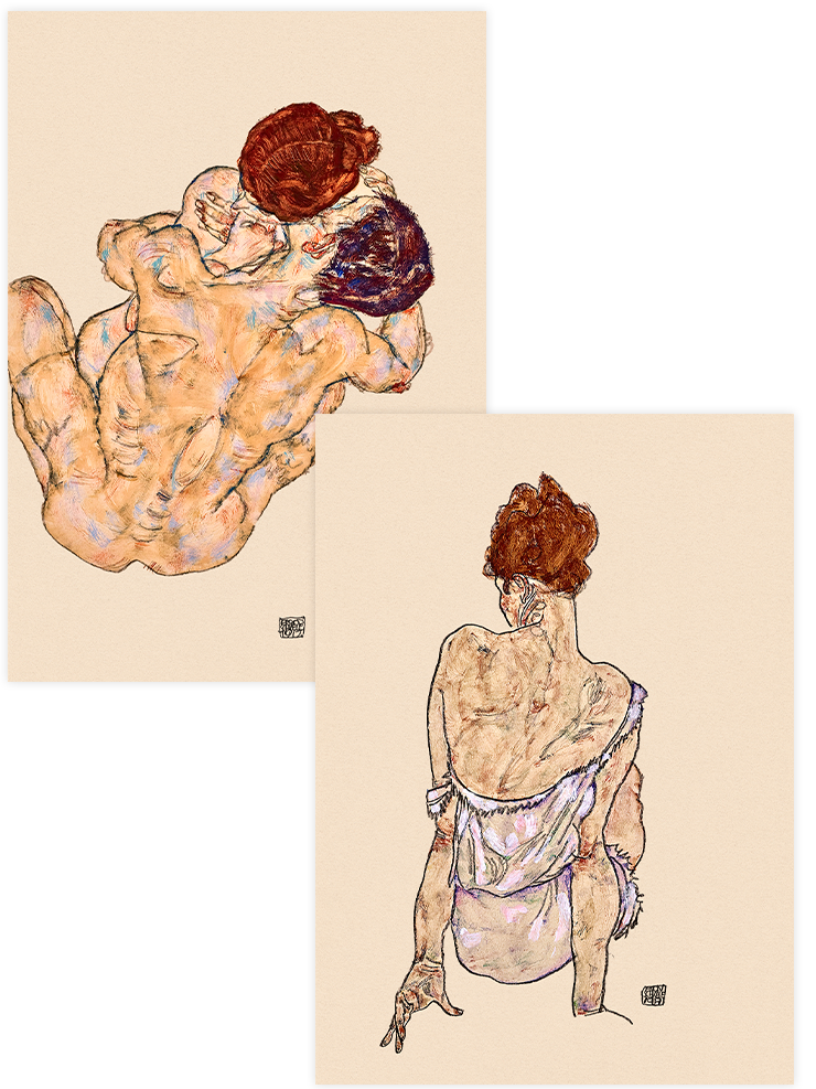 Egon Schiele Love & Women - Poster Seti Duo Ünlü Ressamlar Poster