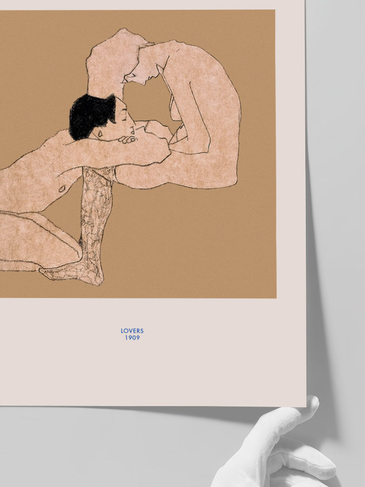 Egon Schiele Lovers Sketch - Art Print Poster