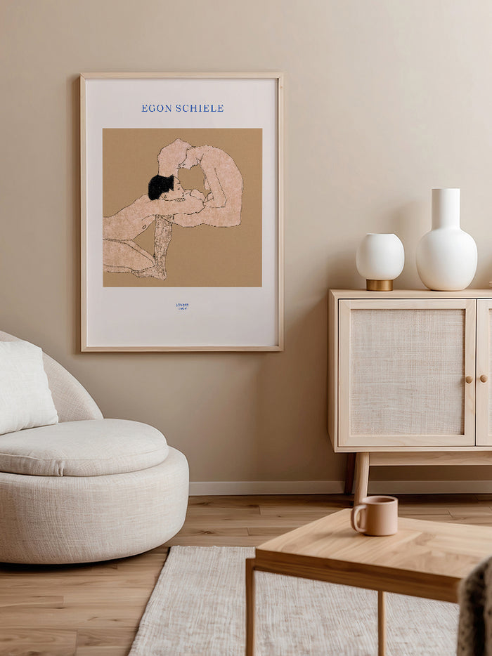 Egon Schiele Lovers Sketch - Art Print Poster