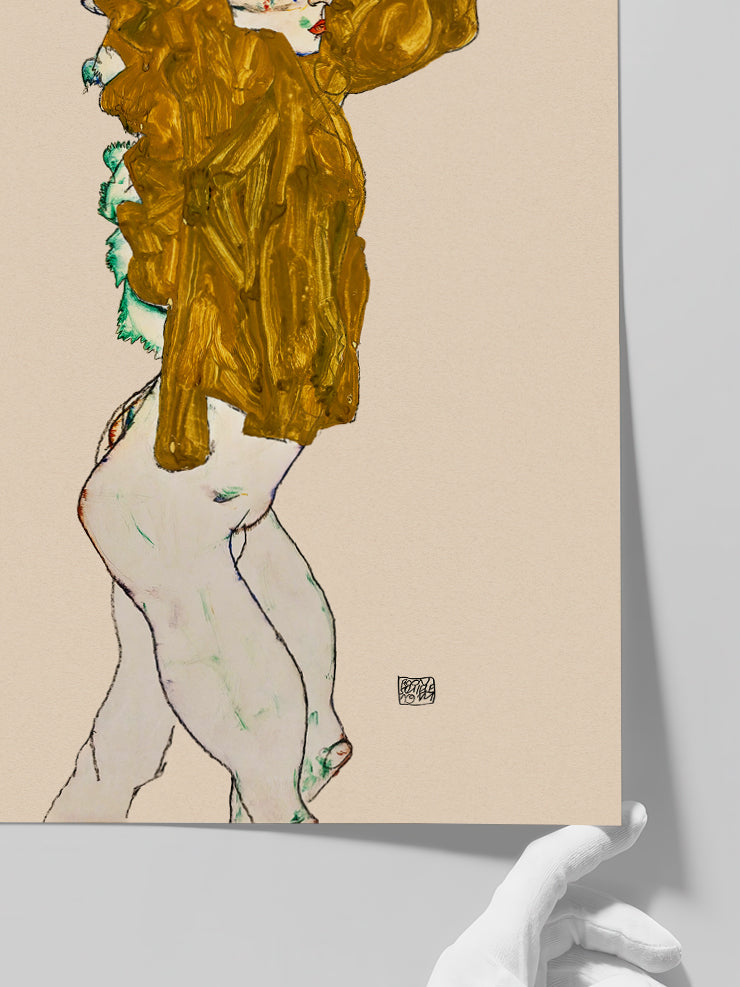Egon Schiele Girl Undressing- Art Print Poster