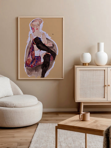 Egon Schiele Girl with Crossed Legs - Art Print Egon Schiele Girl with Crossed Legs - Art Print