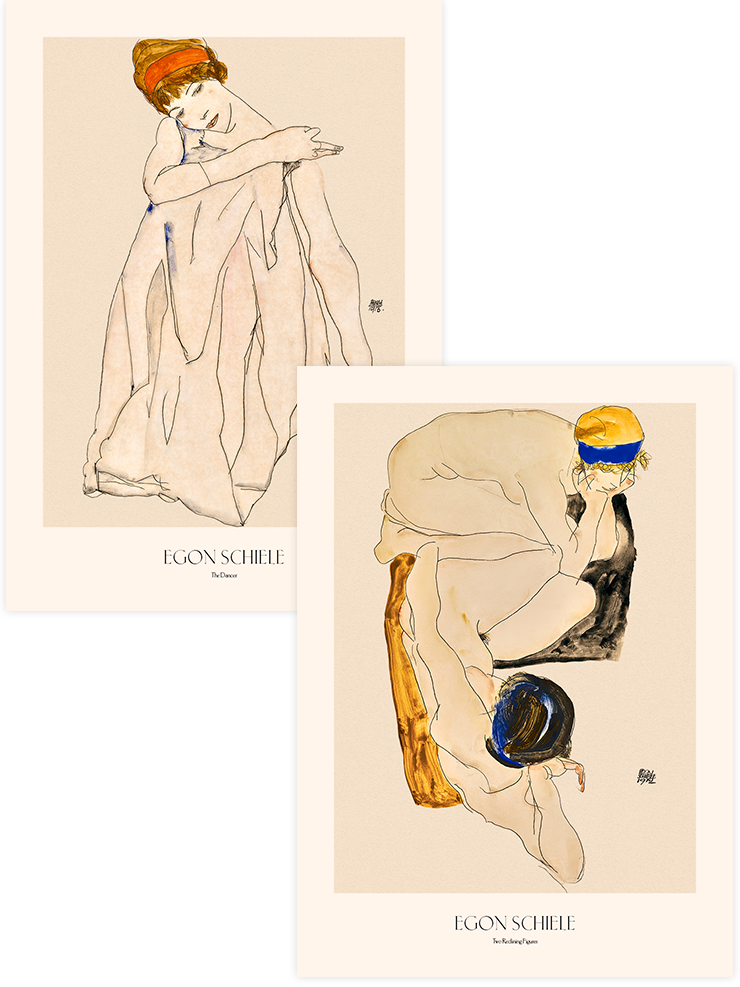 Egon Schiele Woman Figure - Poster Seti Duo Ünlü Ressamlar Poster