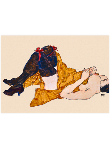 Egon Schiele Reclining Nude Female with Brown Boot - Art Print Egon Schiele Reclining Nude Female with Brown Boot - Art Print