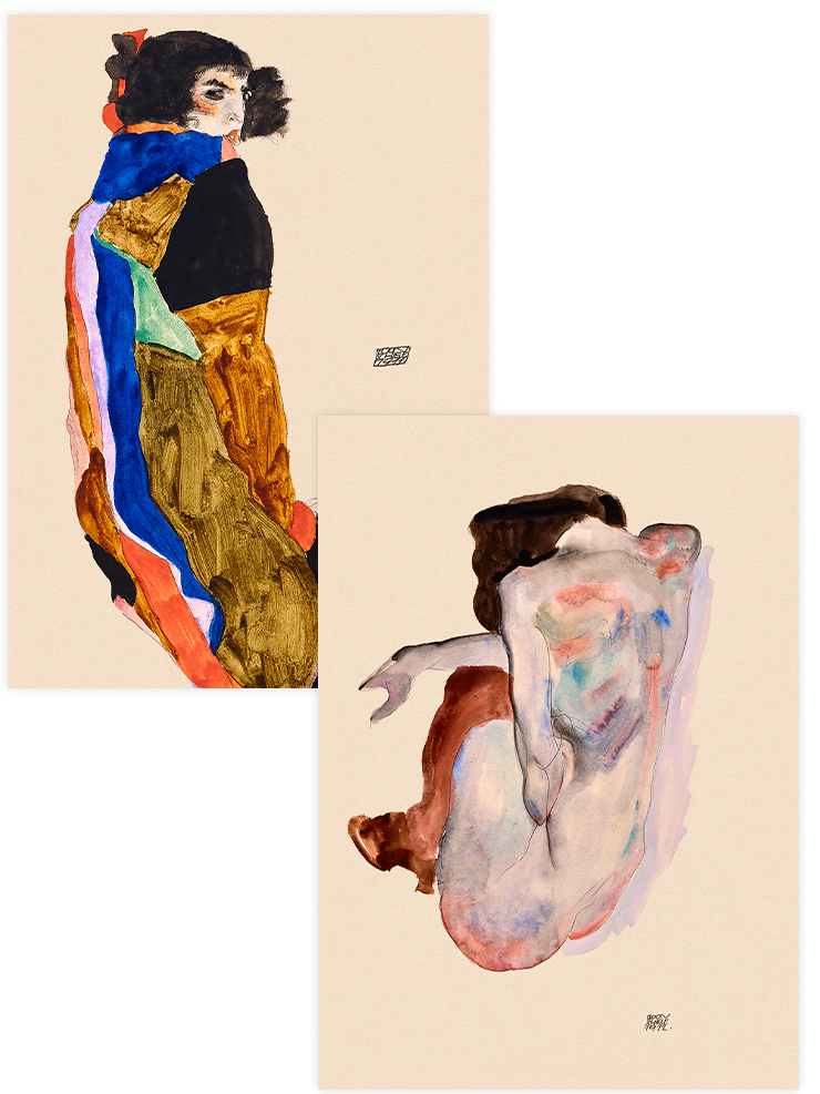 Egon Schiele The Dancer & The Nude - Poster Seti Duo Ünlü Ressamlar Poster