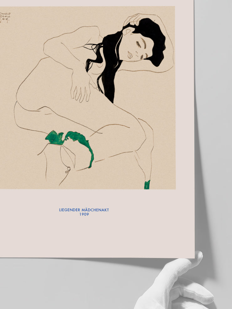 Egon Schiele Reclining Nude Girl - Art Print Poster