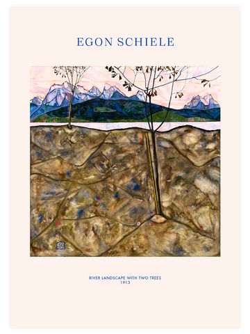 Egon Schiele River Landscape with Two Trees - Art Print Egon Schiele River Landscape with Two Trees - Art Print