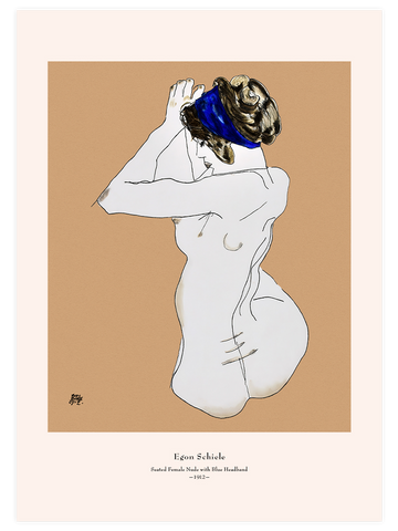 Egon Schiele Seated Female Nude with Blue Headband - Art Print Egon Schiele Seated Female Nude with Blue Headband - Art Print