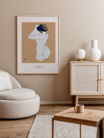 Egon Schiele Seated Female Nude with Blue Headband - Art Print Egon Schiele Seated Female Nude with Blue Headband - Art Print
