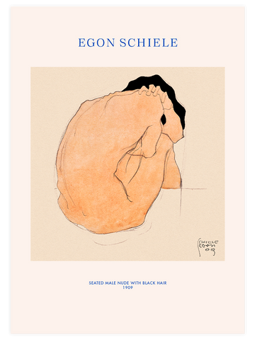 Egon Schiele Seated Male Nude with Black Hair - Art Print Egon Schiele Seated Male Nude with Black Hair - Art Print
