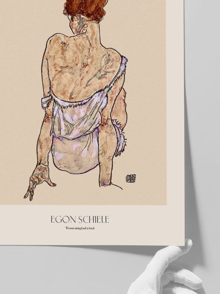 Egon Schiele İç Çamaşırıyla Oturan Kadın - Art Print Poster