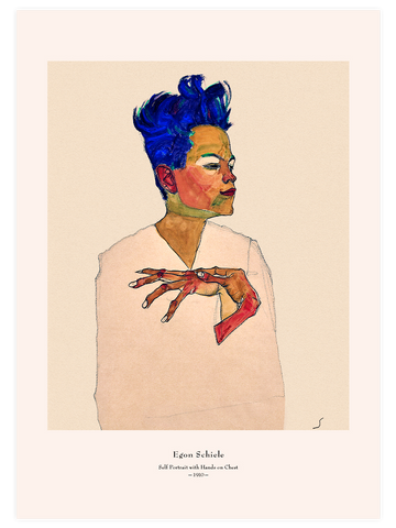 Egon Schiele Self Portrait with Hands on Chest - Art Print Egon Schiele Self Portrait with Hands on Chest - Art Print