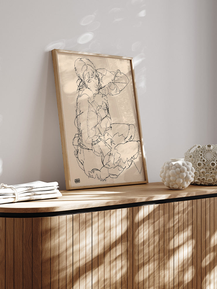 Egon Schiele Sitting Woman Sketch - Art Print Poster