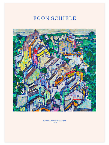 Egon Schiele Town Among Greenery - Art Print Egon Schiele Town Among Greenery - Art Print