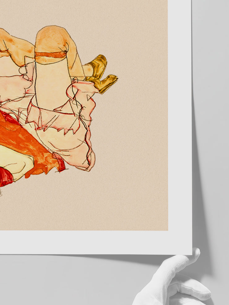 Egon Schiele Wally with a Red Blouse - Art Print Poster