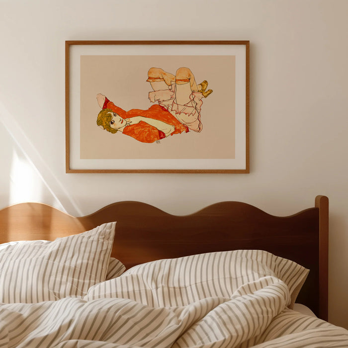 Egon Schiele Wally with a Red Blouse - Art Print Poster
