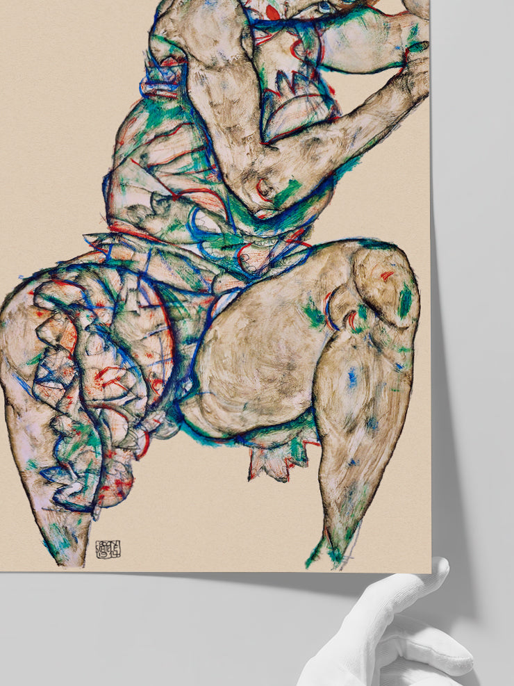Egon Schiele Woman Seated Semi-Nude - Art Print Poster