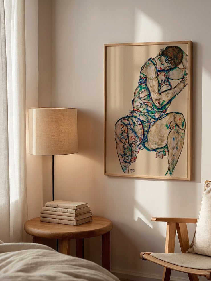 Egon Schiele Woman Seated Semi-Nude - Art Print Poster
