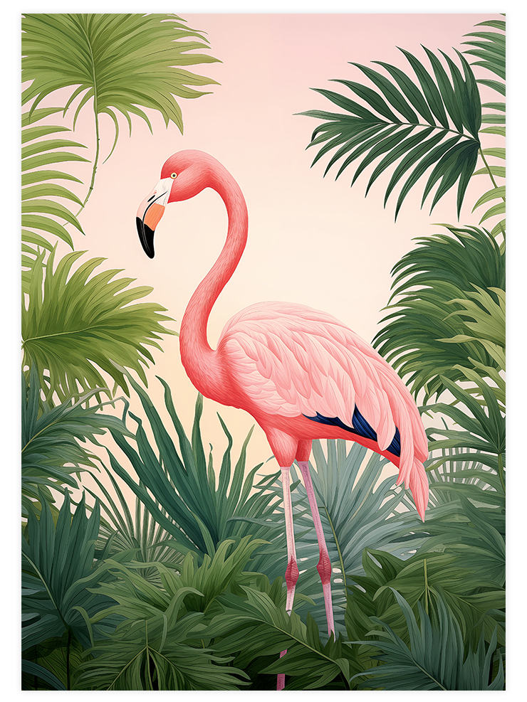 Vintage Flamingo - Art Print Sanatsal Poster