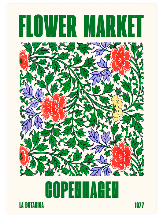 Flower Market Copenhagen Poster - Giclée Baskı