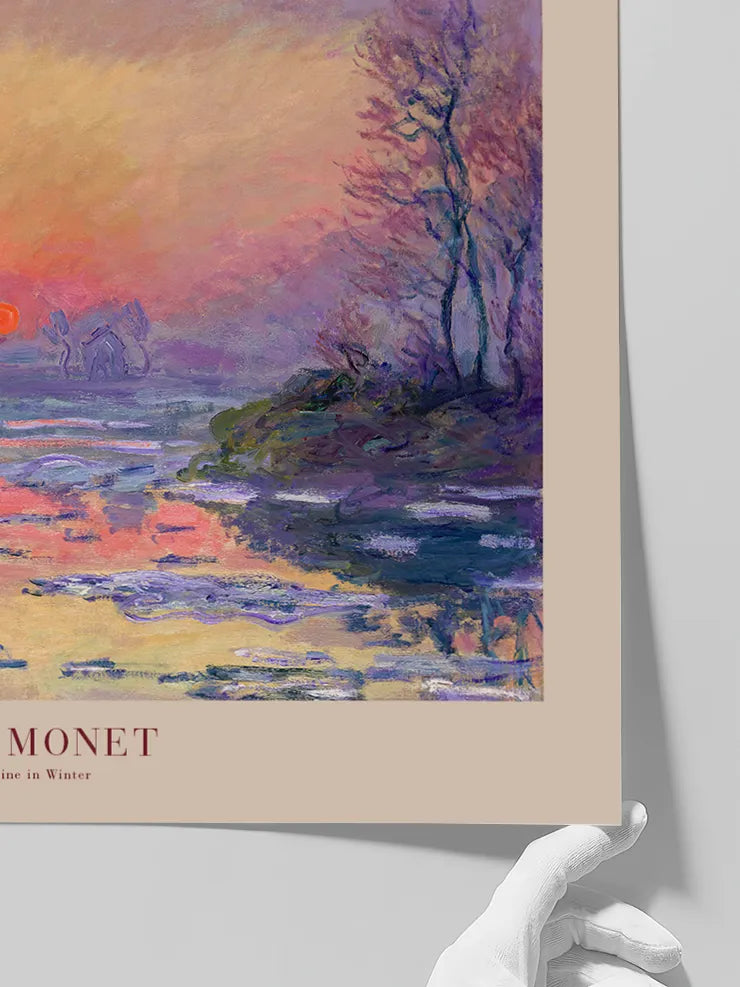 Monet Sunset on the Seine in Winter - Art Print