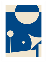 Geometrik Form Bej Mavi N4 Poster - Giclée Baskı