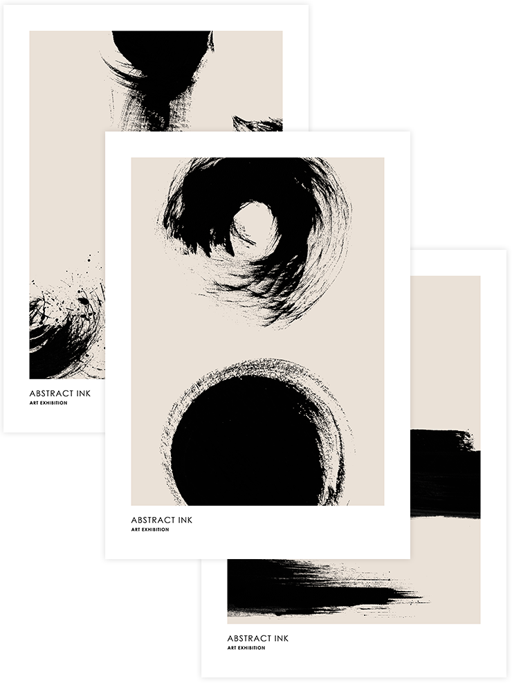Abstract Ink - Poster Seti Trio Sanatsal Poster