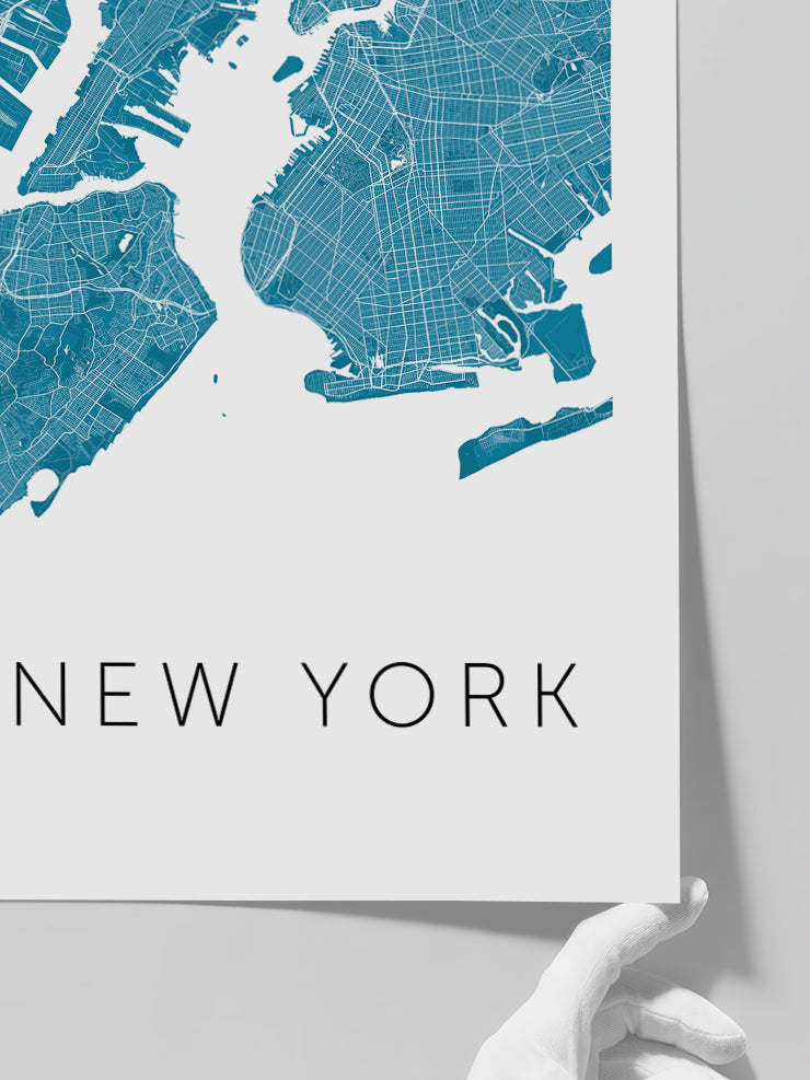 New York Mavi̇ Hari̇ta - Art Print Poster