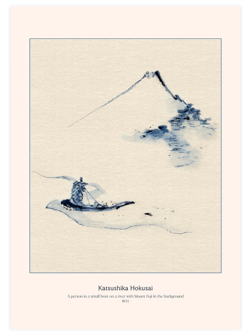 Hokusai, A Person in a Boat with Mount Fuji - Art Print Ünlü Ressamlar Poster