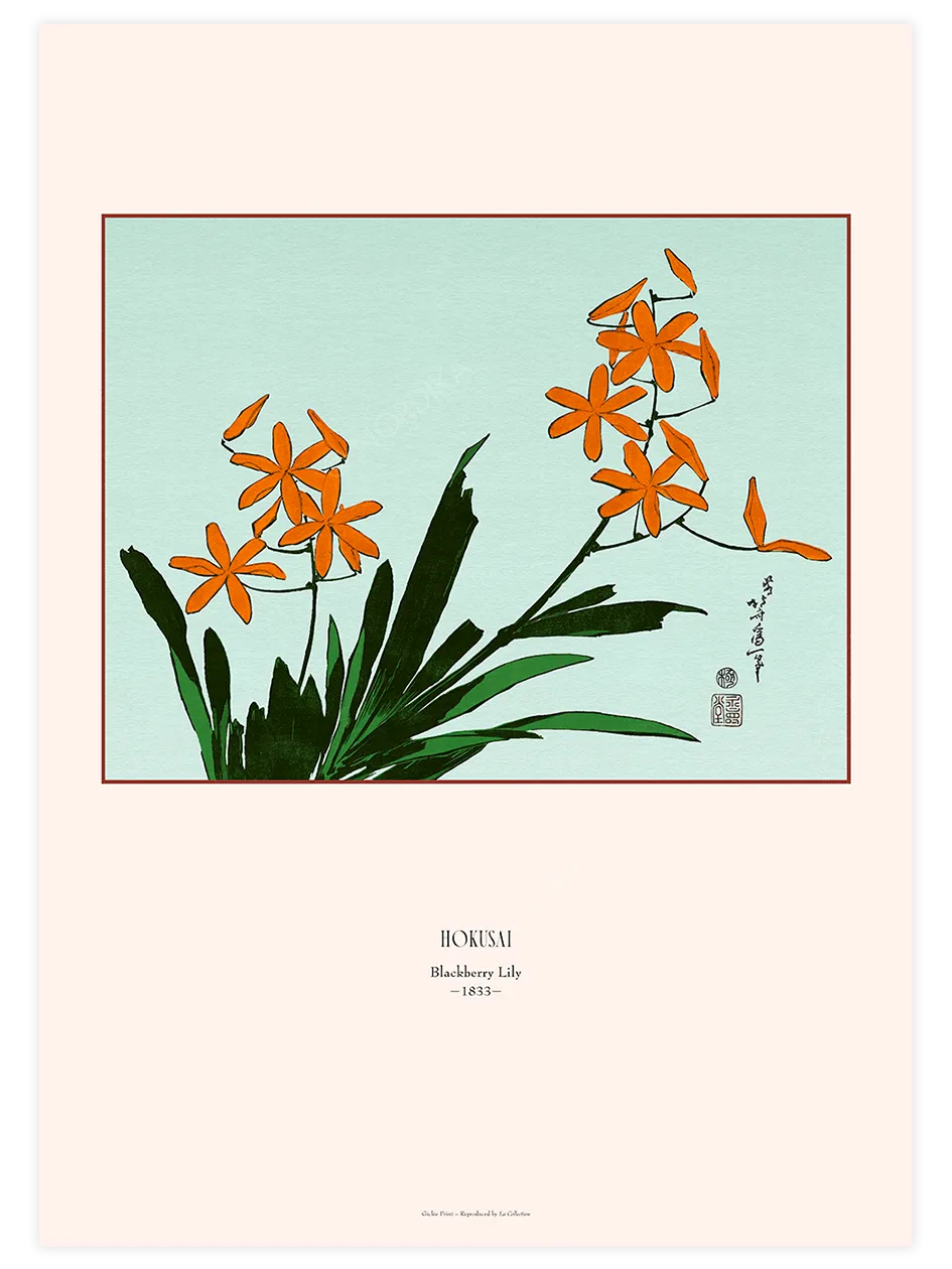 Hokusai Blackberry Lily poster