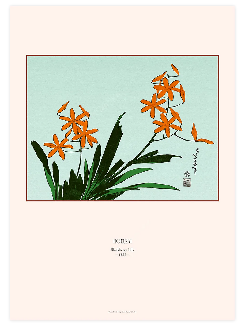 Hokusai Blackberry Lily poster