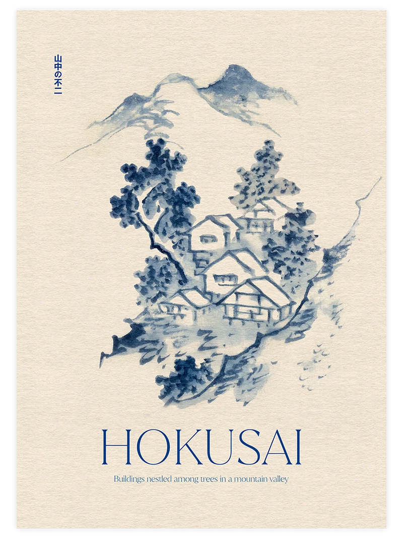 Hokusai, Buildings Nestled among Trees - Art Print Ünlü Ressamlar Poster