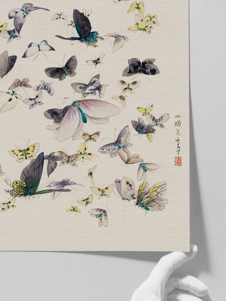 Hokusai, Butterflies & Moths - Art Print Poster