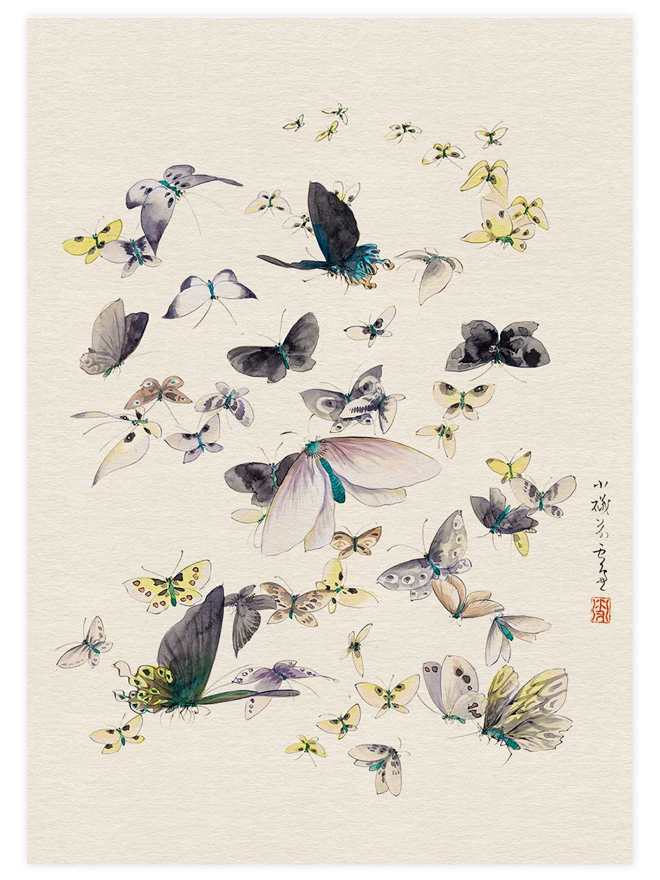 Hokusai, Butterflies & Moths - Art Print Ünlü Ressamlar Poster