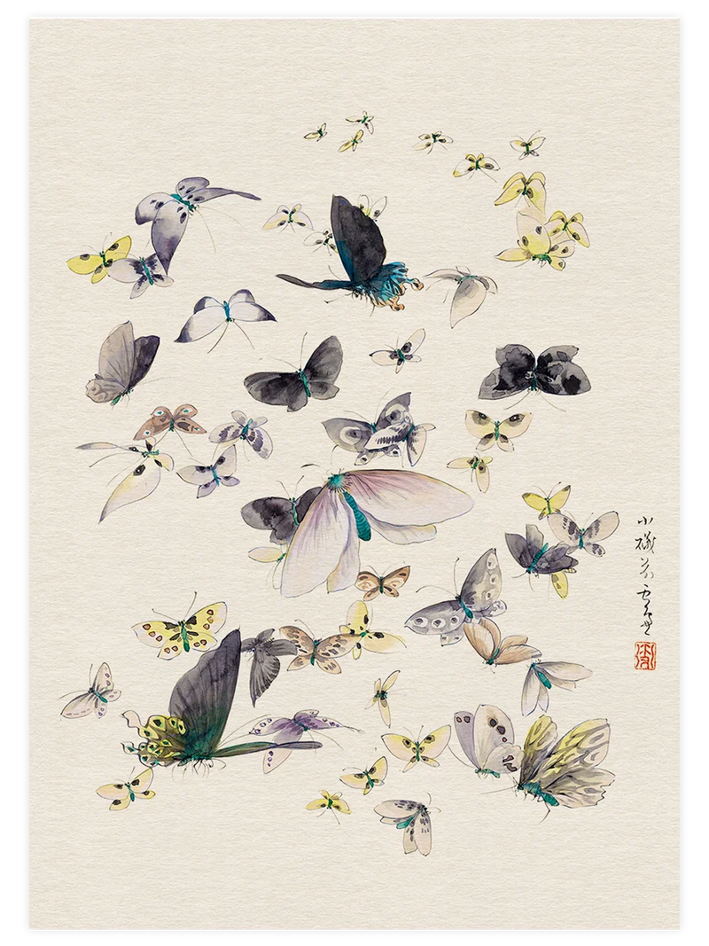 Hokusai, Butterflies & Moths - Art Print Ünlü Ressamlar Poster