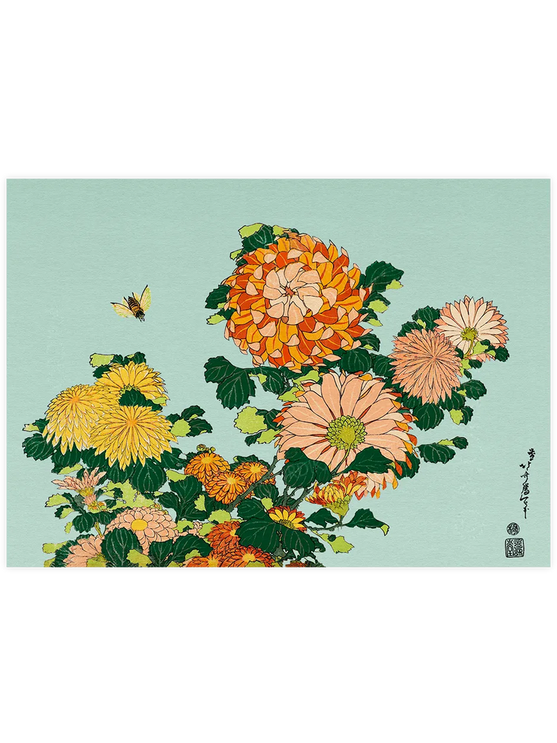 Hokusai, Chrysanthemums and Horsefly poster