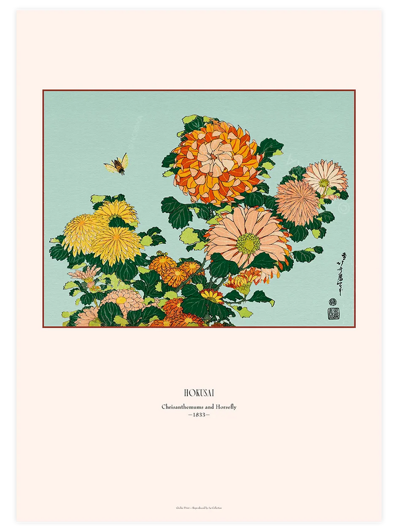 Hokusai Chrysanthemums and Horsefly poster
