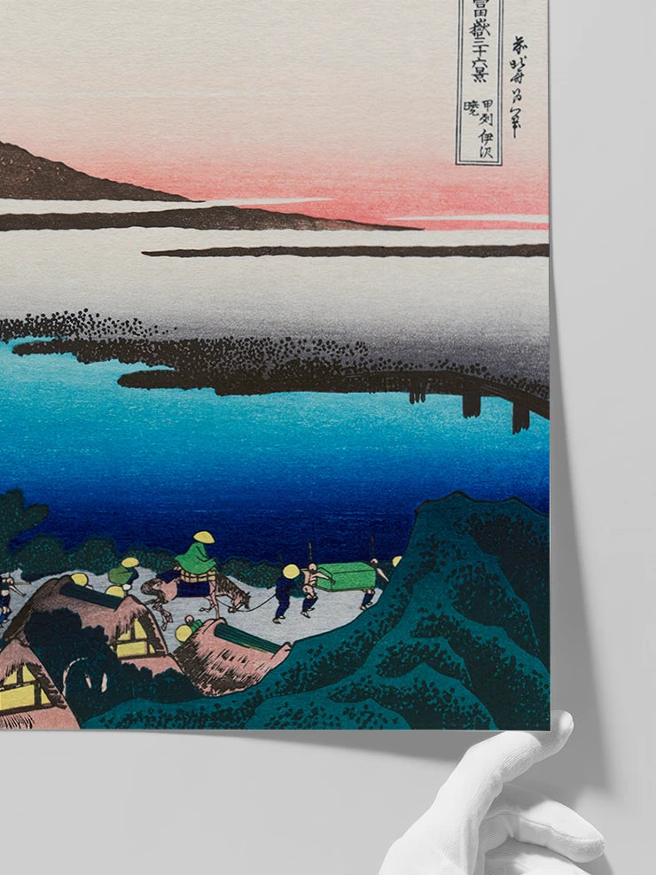 Hokusai, Dawn at Isawa in Kai Province - Art Print Poster